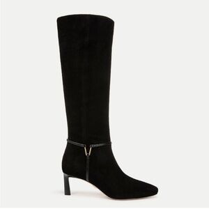 Veronica Beard﻿ Kenzie Mid-Heel Tall Boot in Black | Wide-Calf NEW